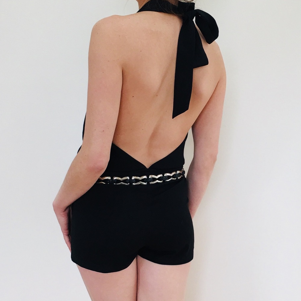 Low back halter romper